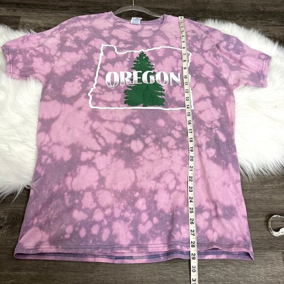 Upcycled Custom Oregon State Bleach Tie Dye Short Sleeve Graphic Tee Mens Large - Picture 7 of 7
